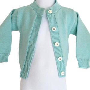 Vintage Robin’s Egg Blue Healthtex cardigan 12 mo